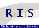 Logo mit den Buchstaben "RIS" und Text "Richard InternetService" darunter.