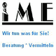 Logo mit Schriftzug "IME". Text: "Wir tun was für Sie! Beratung * Vermitteln".