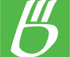 Weißes stilisiertes "b" auf grünem Hintergrund.