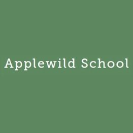 Green background with "Applewild School" written in white text.
