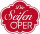 Rotes Logo in Blumenform mit der Aufschrift "Die Seifen Oper" in weißer Schrift.