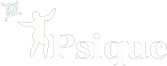 Logo con figura humana saltando y espiral, texto "Psique". Fondo verde.