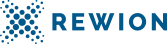Blaues Rewion-Logo mit stilisiertem "X" aus Punkten.