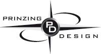 Logo von "Prinzing Design" mit Kompassmotiv und den Buchstaben "PD" in der Mitte.