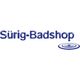 Logo mit blauem Text "Sürig-Badshop" und einem kleinen Kreismuster darunter.