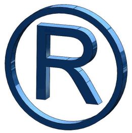 Blaues, dreidimensionales "R"-Symbol in einem Kreis, steht für eingetragenes Warenzeichen.