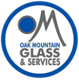 Logo of "Oak Mountain Glass & Services" with blue and silver design elements.