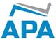 Logo avec des lettres bleues "APA" et une flèche grise pointant vers le haut.