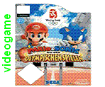 Videospiel-Verpackung mit Mario und Sonic für die Olympischen Spiele, Sega-Logo sichtbar.