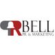 Logo with a bell shape and the text "R BELL PR & Marketing" in red and black.