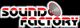 Logo der "Sound Factory" mit rotem Lautsprecher auf schwarzem Hintergrund.