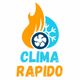 Logo con fiamma, fiocco di neve e scritta "Clima Rapido" in arancione e blu.