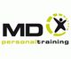 Logo mit Text "MD personal training", Figur im Kreis symbolisiert Bewegung.