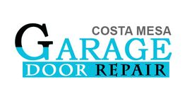 Costa Mesa Garage Door Repair logo in black, grey, and turquoise text.
