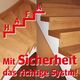 Holztreppe mit rotem Schriftzug: "HAFA, Mit Sicherheit das richtige System!"