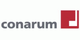 Logo mit grauem "conarum"-Text und rotem Quadrat rechts.
