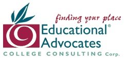 Logo of Educational Advocates College Consulting Corp. with a leaf graphic and "finding your place".