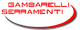 Logo rosso di Gambarelli Serramenti con scritta curva sotto.
