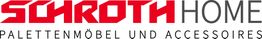 Rotes und graues "Schroth Home" Logo mit Text: Palettenmöbel und Accessoires.