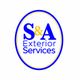 Logo with text: "S&A Exterior Services" in a blue and yellow oval.