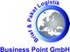 Logo der "Brief & Paket Logistik Business Point GmbH" mit Europa-Karte in einem Kreis.