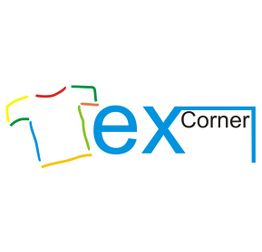 Buntes T-Shirt-Kontur neben dem Wort "ex Corner" auf weißem Hintergrund.