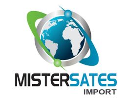 Logotipo da Mister Sates Import: globo com círculos verdes e azuis ao redor.