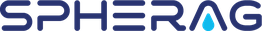 Logo de Spherag en letras azules con una gota azul en la letra A.