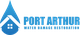 Blue logo with a house inside a water droplet, reads "Port Arthur Water Damage Restoration".