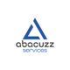 Logo mit blauem Dreieck und Text "abacuzz services" darunter auf weißem Hintergrund.