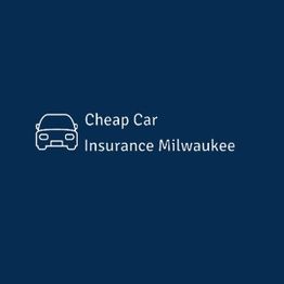 Icon of a car with text: "Cheap Car Insurance Milwaukee" on a blue background.