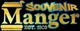 Textlogo: "Souvenir Manger, Est. 1909" in gold und blauem Stil.