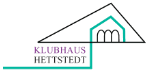 Logo des Klubhauses Hettstedt mit geometrischem Haus und türkis-violetter Schrift.