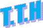 Blauer Text "T.T.H" in einem pixelartigen Stil auf weißem Hintergrund.