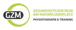 Logo des Gesundheitszentrums am Maximiliansplatz: "GZM Physiotherapie & Training" in Grün.