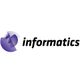 Logo von 'informatics' mit violettem Kreis und abstrakter Grafik.