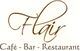 Logo von Flair Café-Bar-Restaurant mit verschnörkeltem Schriftzug.