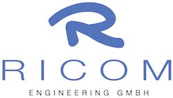 Logo von Ricom Engineering GmbH mit blauem "R" und Schriftzug.