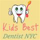 Smiling tooth with a toothbrush promotes "Kids Best Dentist NYC" on a yellow background.