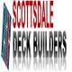 "Scottsdale Deck Builders logo with vertical text design and reflective effect."