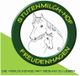 Stutenmilch-Hof-Logo mit Pferdezeichnung und Text: "Die verlockende Art, gesund zu leben."