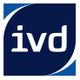 Logo mit blauem Hintergrund und den weißen Buchstaben "ivd".