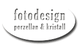 Ovales Logo mit Text: "fotodesign porzellan & kristall" in Grautönen.