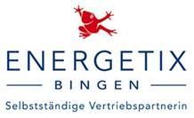Logo von Energetix Bingen mit einem roten Frosch darüber und dem Text "Selbständige Vertriebspartnerin".