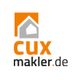 Logo von cuxmakler.de mit Haus-Symbol in orange und grau.
