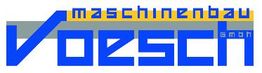 Logo mit blauem Text "Maschinenbau Voesch GmbH" auf grauem und gelbem Hintergrund.