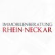 Text: "IMMOBILIENBERATUNG RHEIN-NECKAR" in Schwarz und Rot auf weißem Hintergrund.