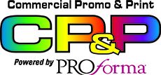 Logo for Commercial Promo & Print, featuring colorful "CPP" text and "Powered by Proforma" below.