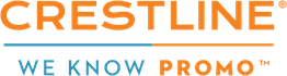 Crestline logo with the tagline "We Know Promo" in blue and orange text.