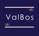 Logo de ValBos con texto "Dr. Valero Draa. Bossy" y líneas de colores en fondo azul oscuro.